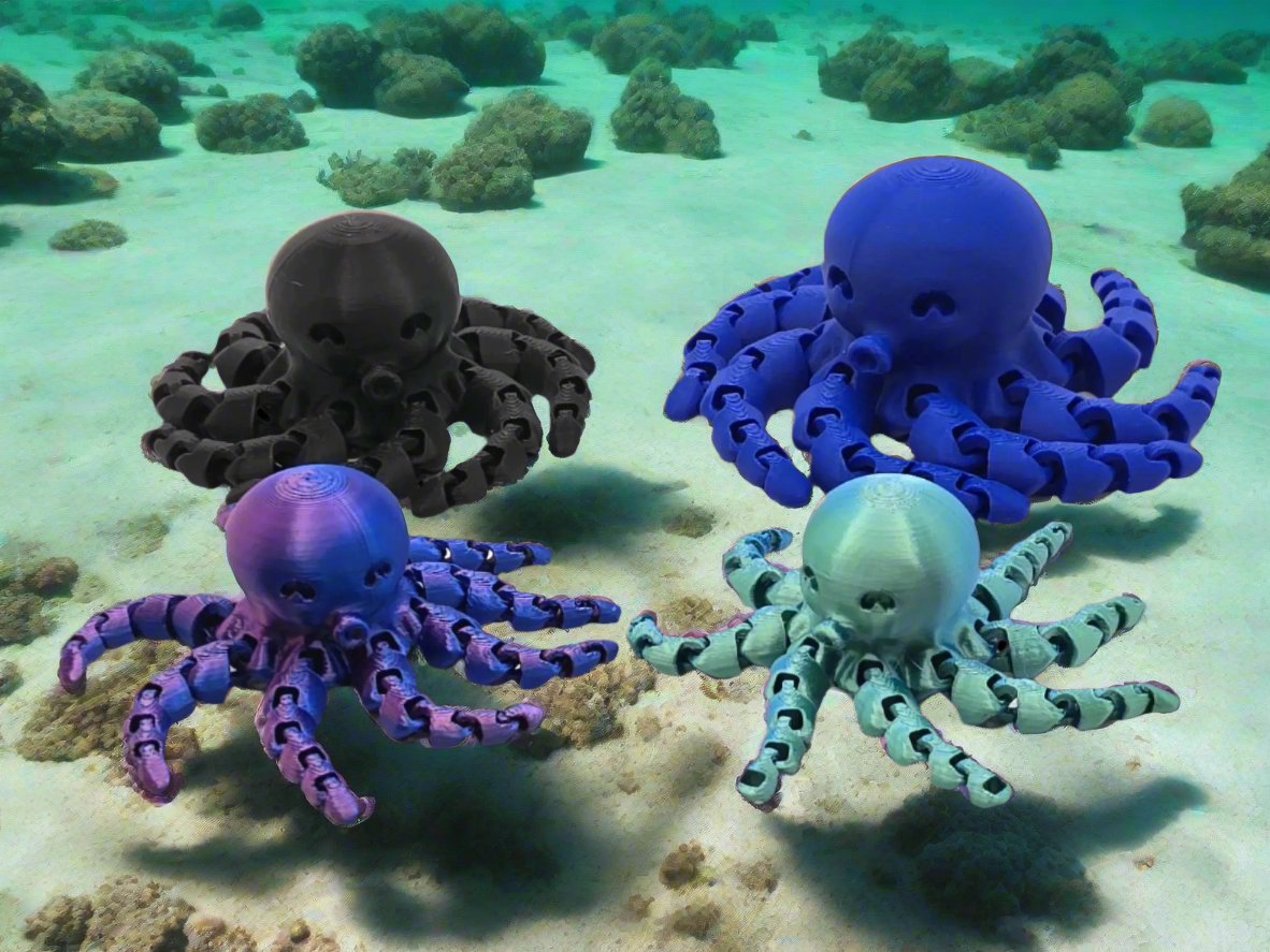 Articulated Cute Octopus Fidget Toy Flexible Playful Design 3D Printed 214 Prints